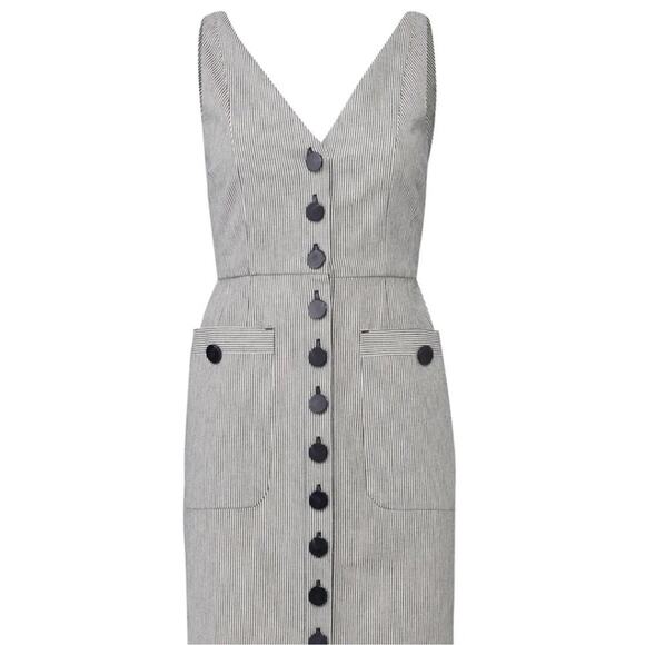 LK Bennett Dresses & Skirts - LK Bennett Black and White Striped Button-Front Pinafore Dress
